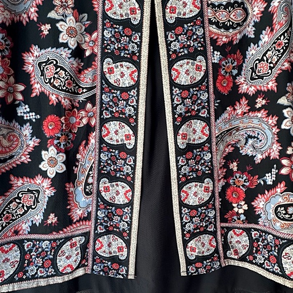 J JILL PAISLEY SPLIT BACK LAYERED BLACK TUNIC DRESS SLEEVELESS | SIZE: SMALL - Picture 8 of 11